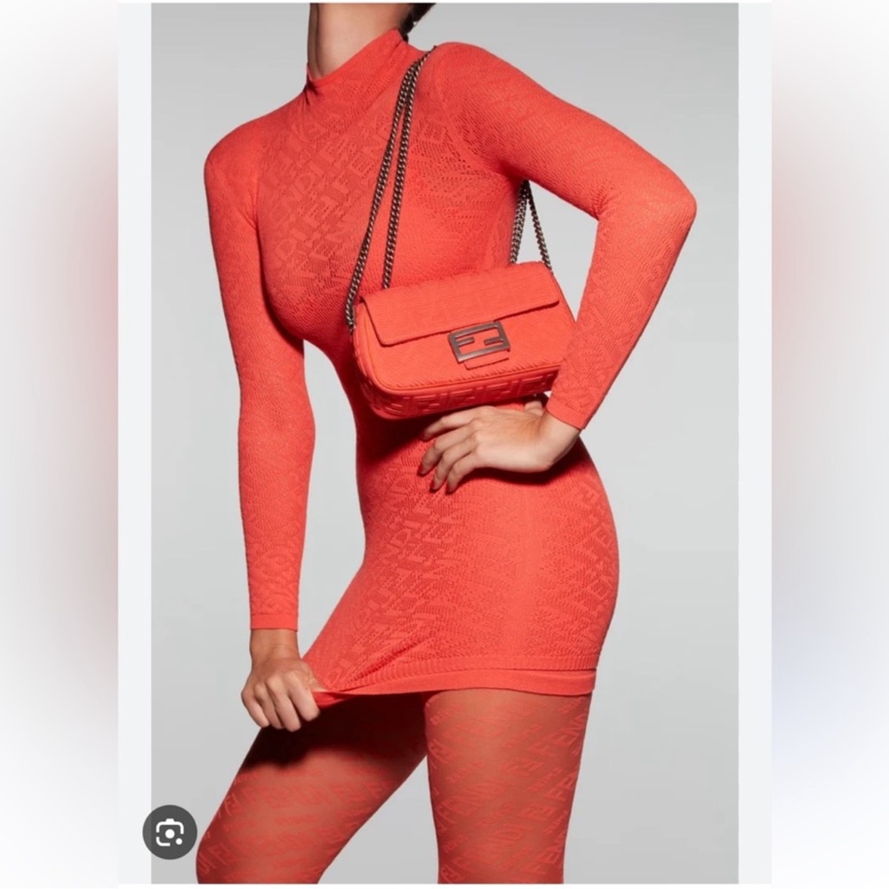 NEW RARE FENDI X SKIMS LONG SLEEVE MESH DRESS IN GEORGIA